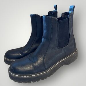 Sincerely Jules Black leather Chelsea Lug Boots